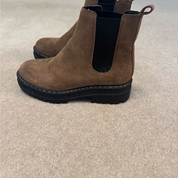 Women's Tan Suede Ankle Boots - Picture 4 of 5